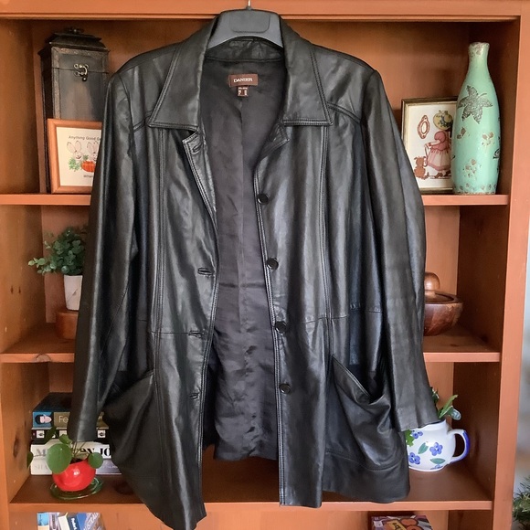 Y2K Black Leather Trench Style Jacket Women’s Plus Size 3X by Danier Leather - Picture 10 of 16